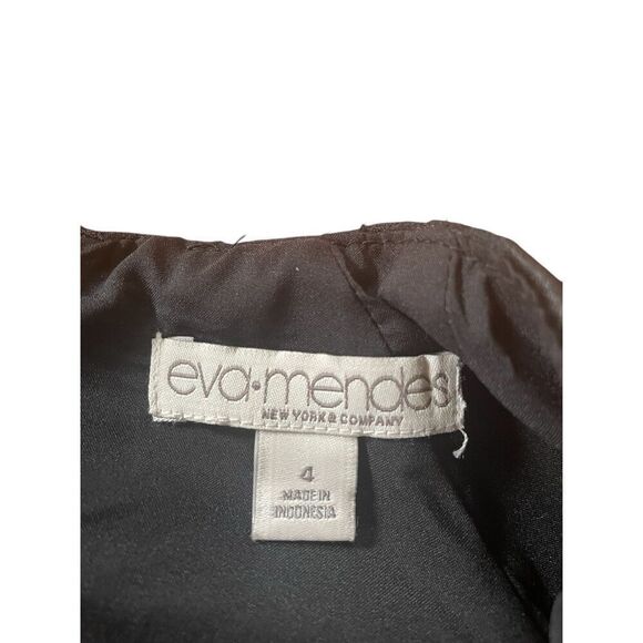 Eva Mendes Damask Black Career Cocktail Sheath Dress Size 4 Puffy Bubble Sleeve - Picture 3 of 10